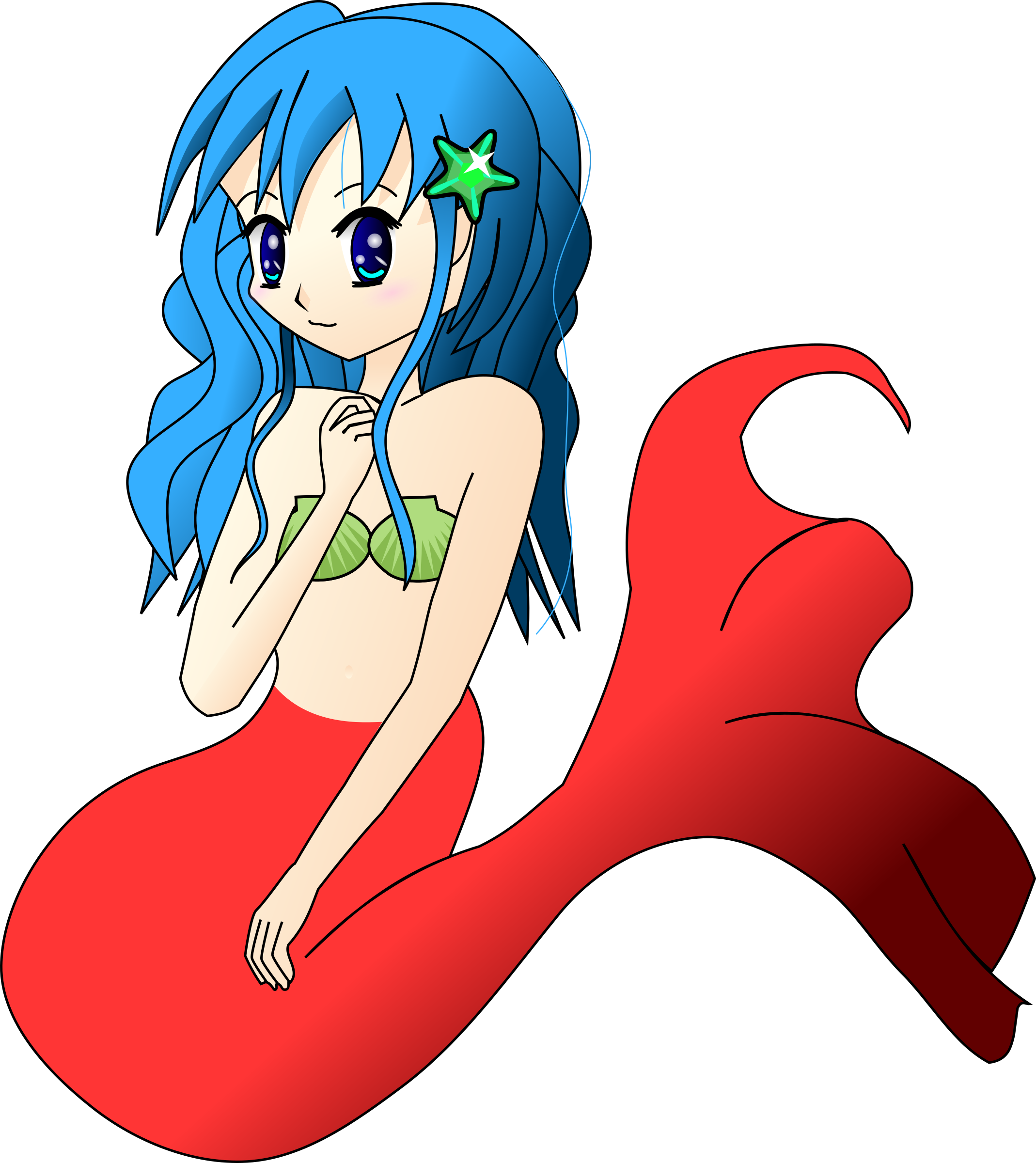Blue hair mermaid Clip arts