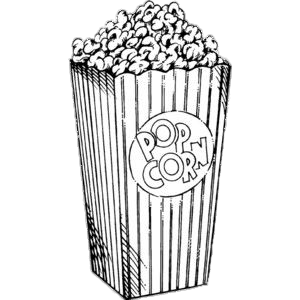 Box Of Popcorn Black and White Illustration PNG images