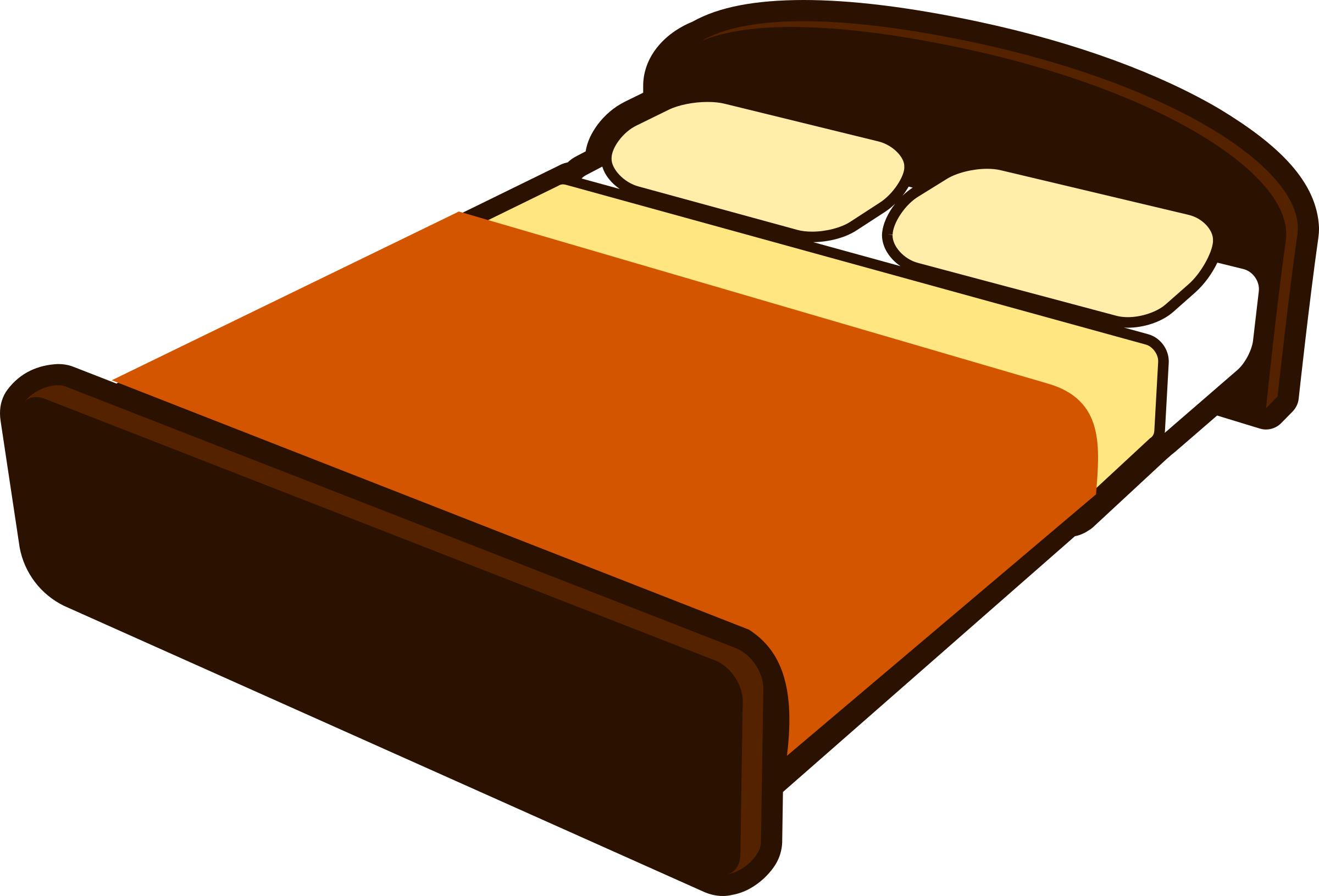 Brown Bed with Brown Blanket SVG Clip arts