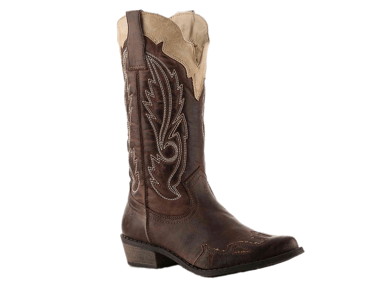 Brown Embroidered Women's Cowboy Boot PNG icon