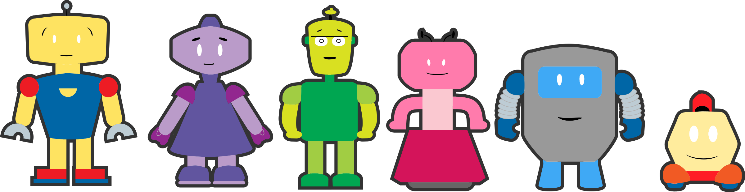 Cartoon Robots Outlined PNG icon
