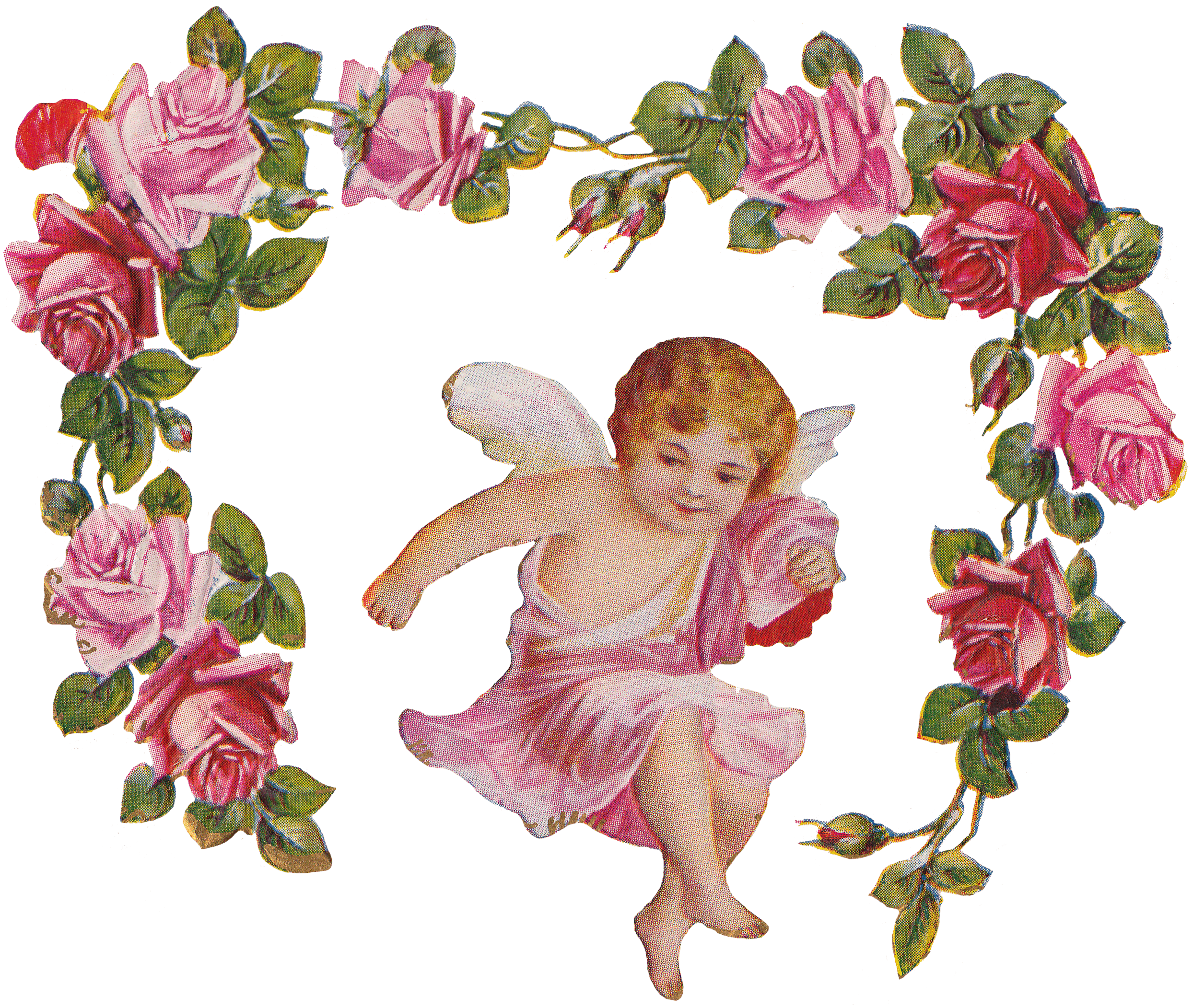 Cherub Angel Roses Vintage PNG icon