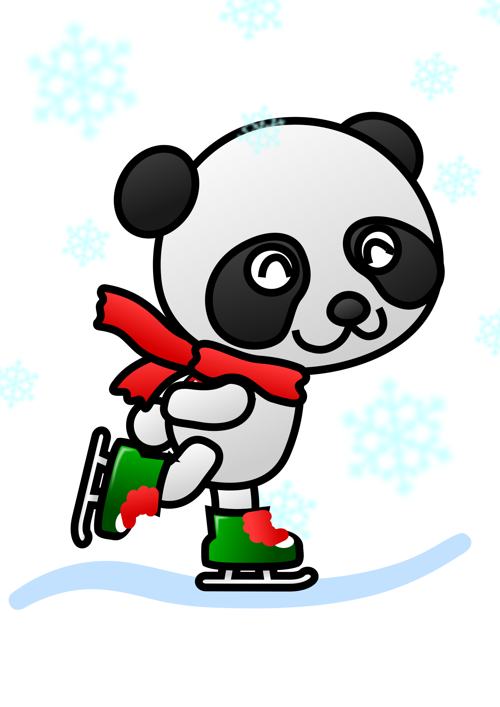 Colored: Panda Skater SVG Clip arts