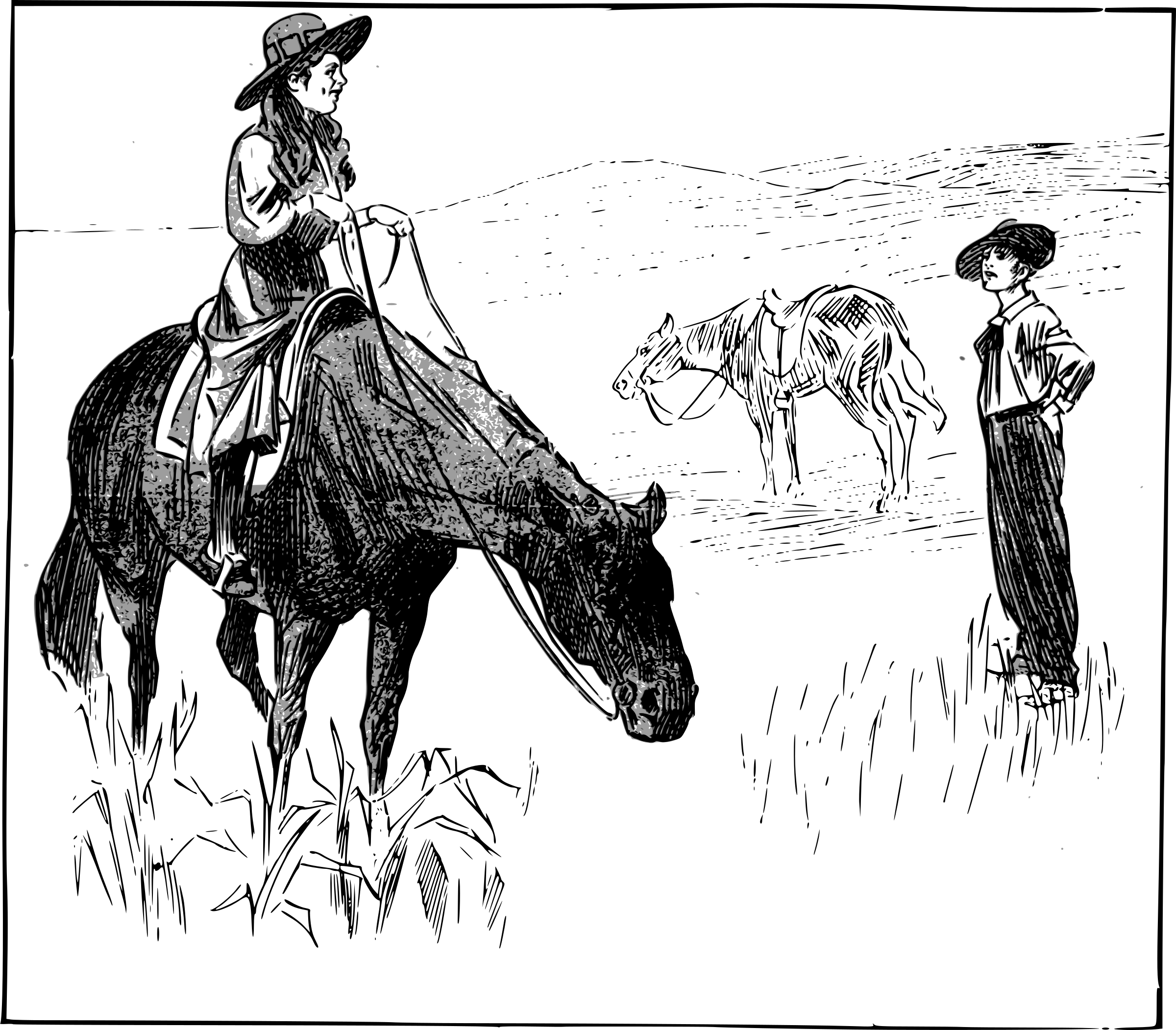 Cowgirl on a Horse Clip arts