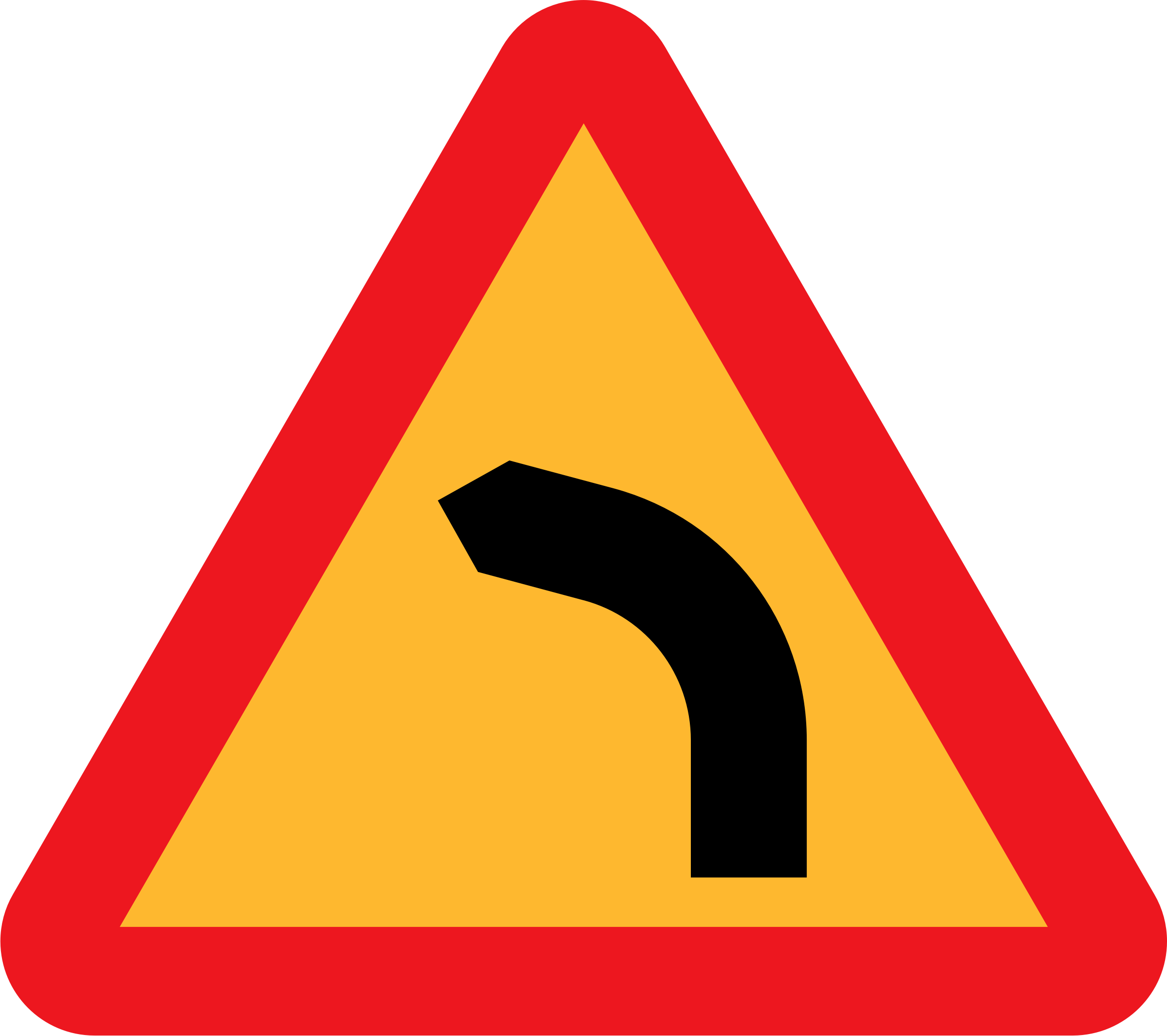 Dangerous bend, bend to left PNG icon