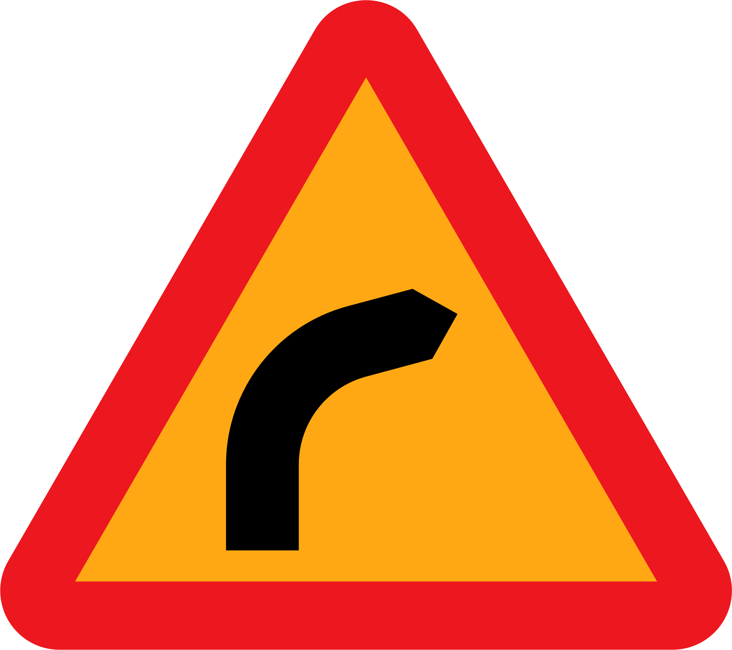 Dangerous bend, bend to right. PNG icon