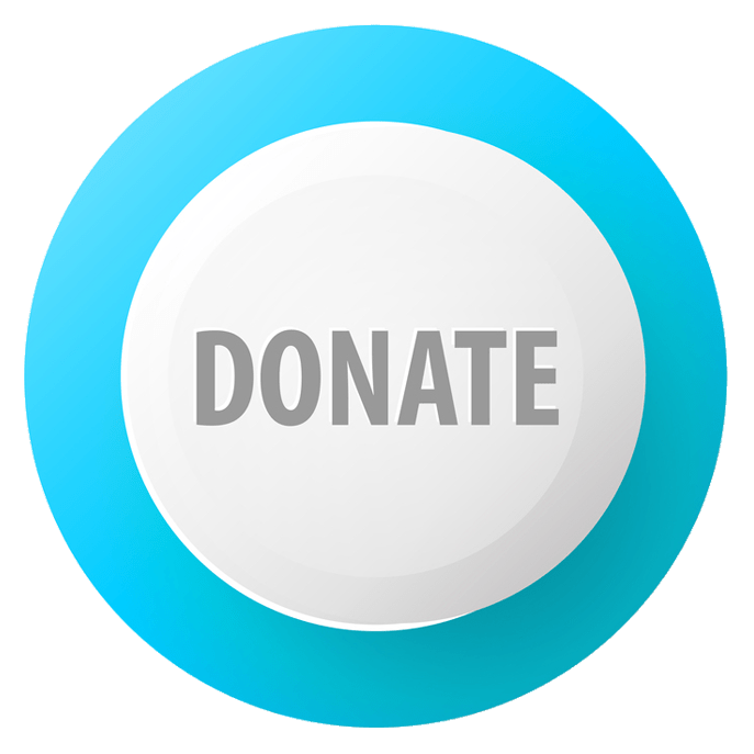 Donate Blue and White Button PNG icon