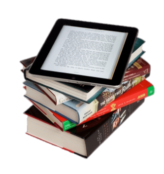 E-Book on Top Of Book Pile Clip arts