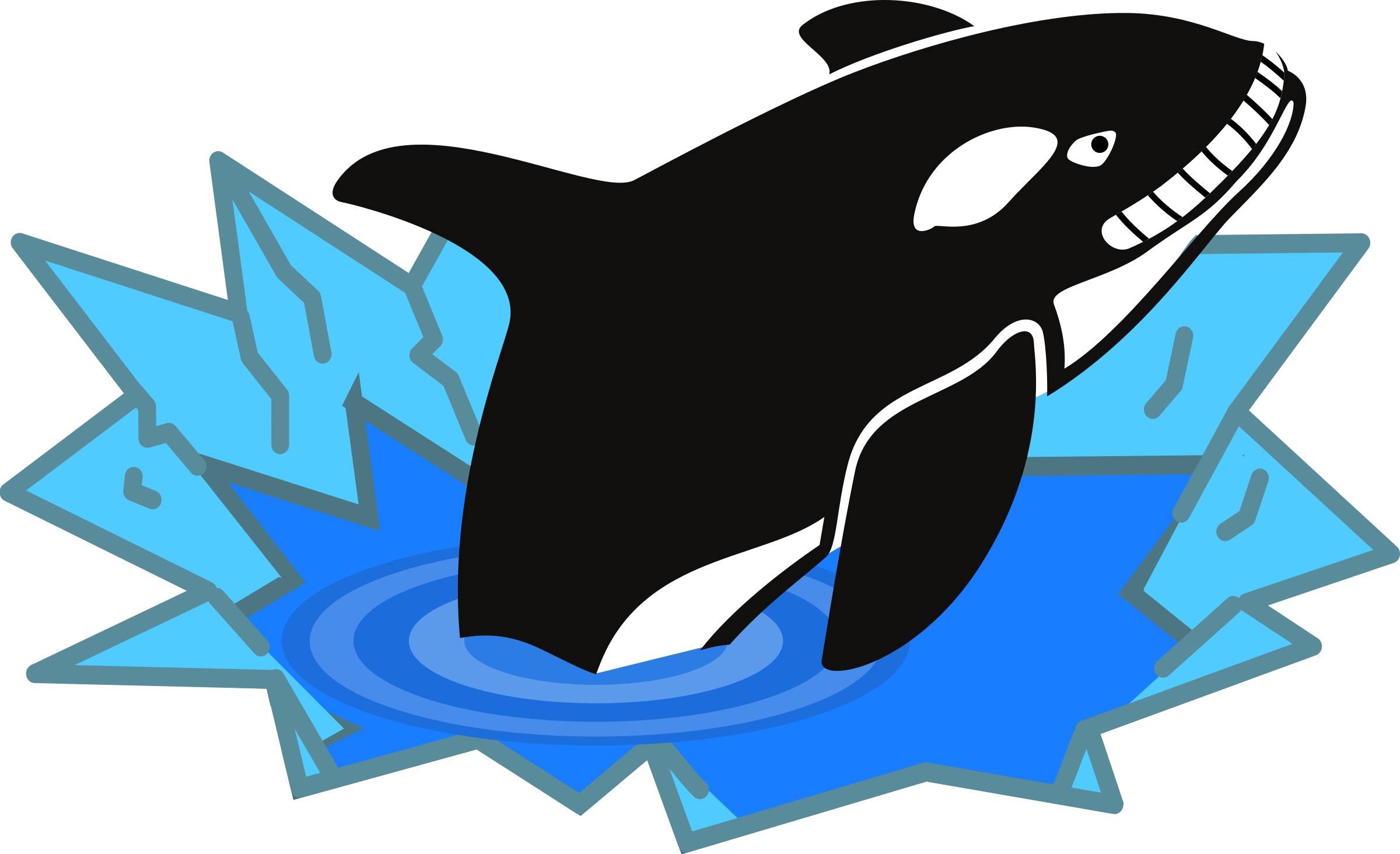 Evil Orca Cartoon Looking and Smiling with teeth SVG Clip arts