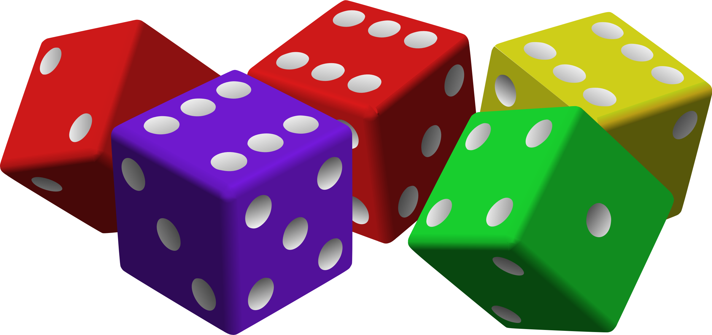 five colored dice Clip arts