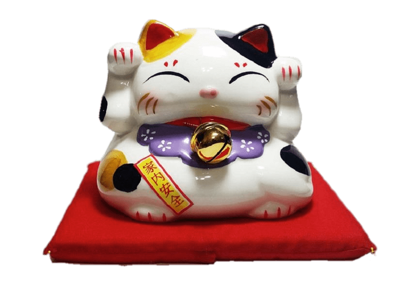 Fortune Cat on Red Cushion PNG images