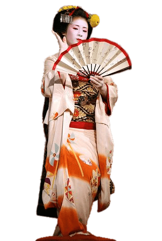 Geisha Performing Fan Dance Clip arts