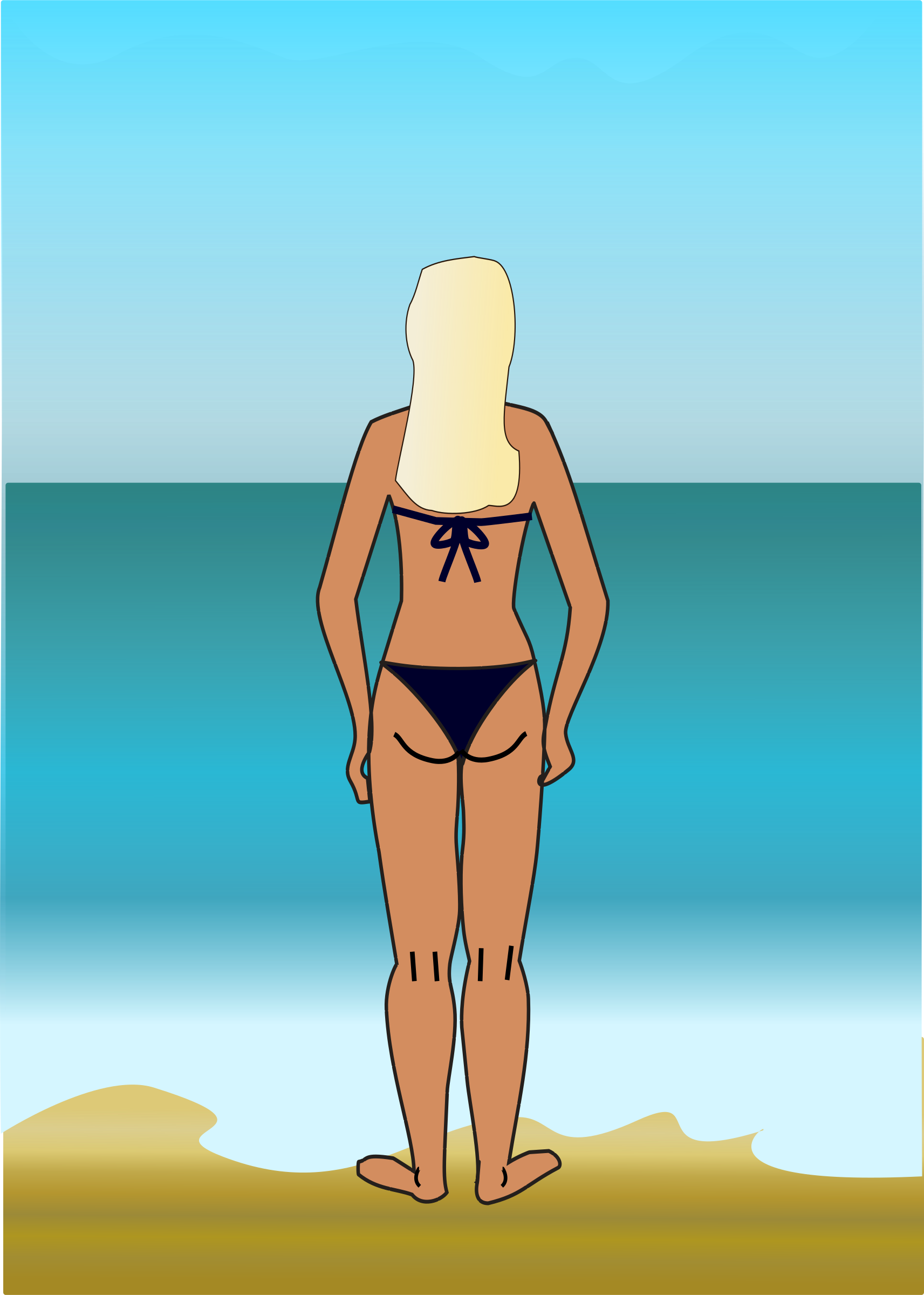 Girl in bikini at sea PNG icon