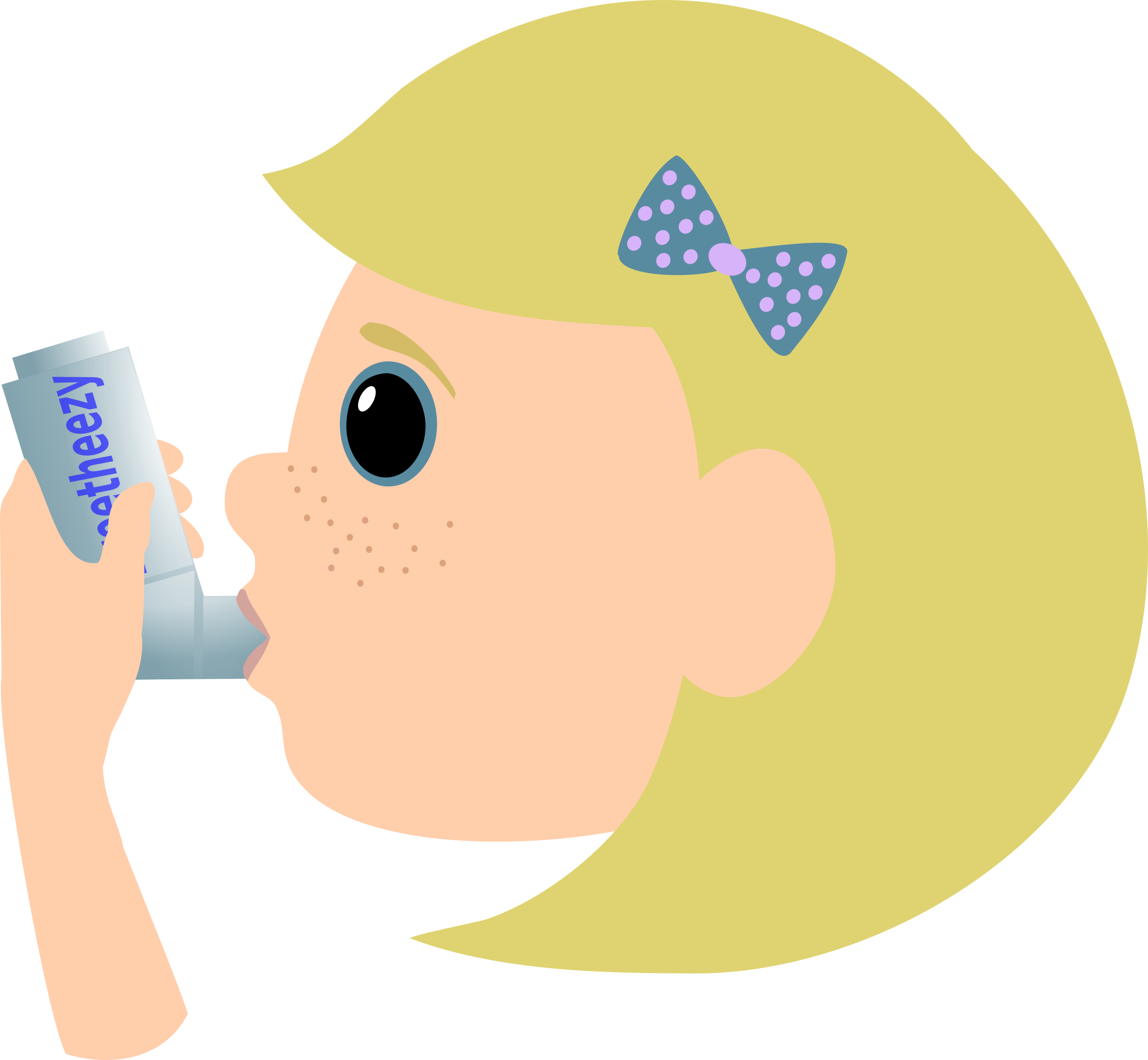 Girl with asthma spray Clip arts
