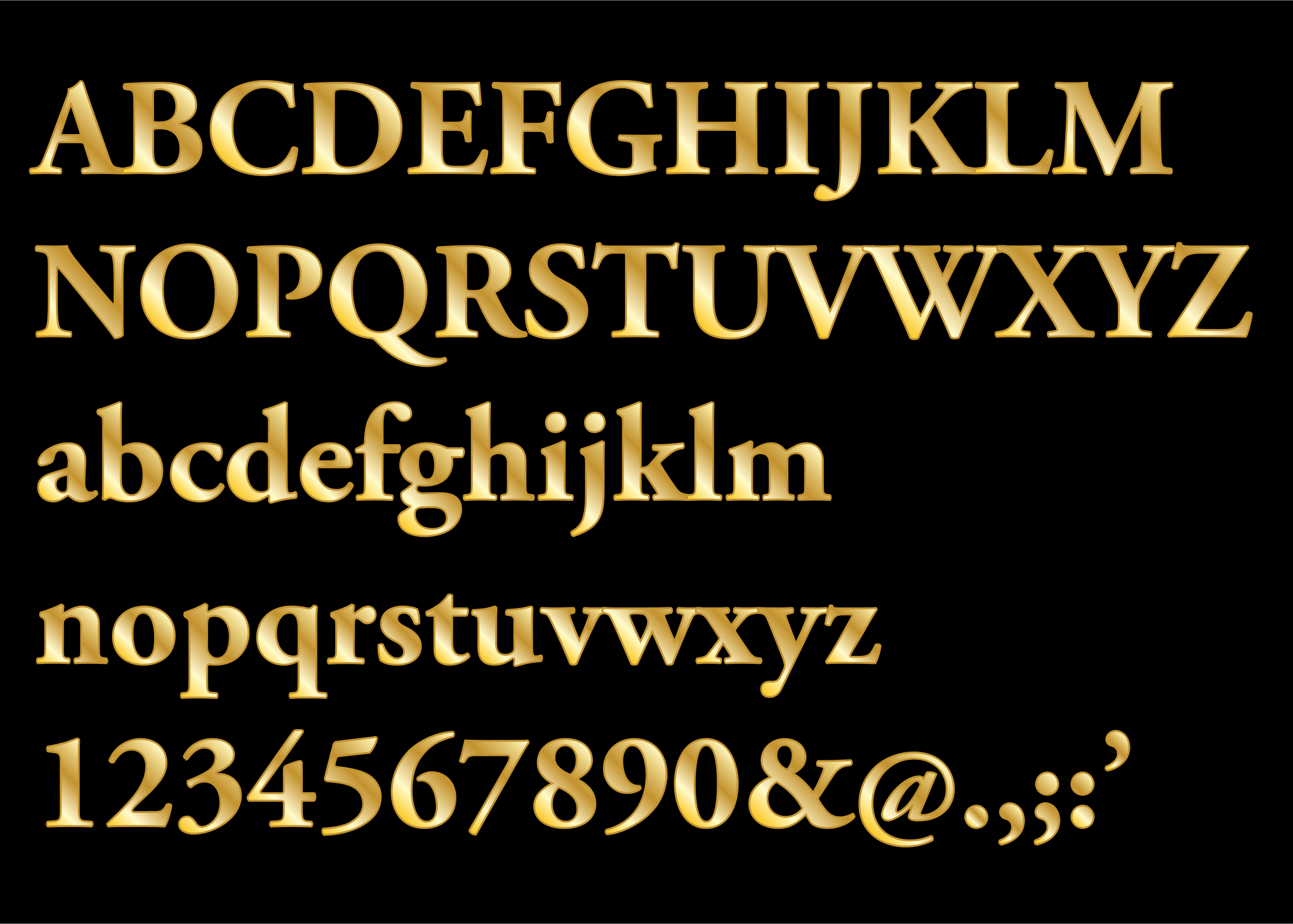 Gold Serif Letters Clip arts