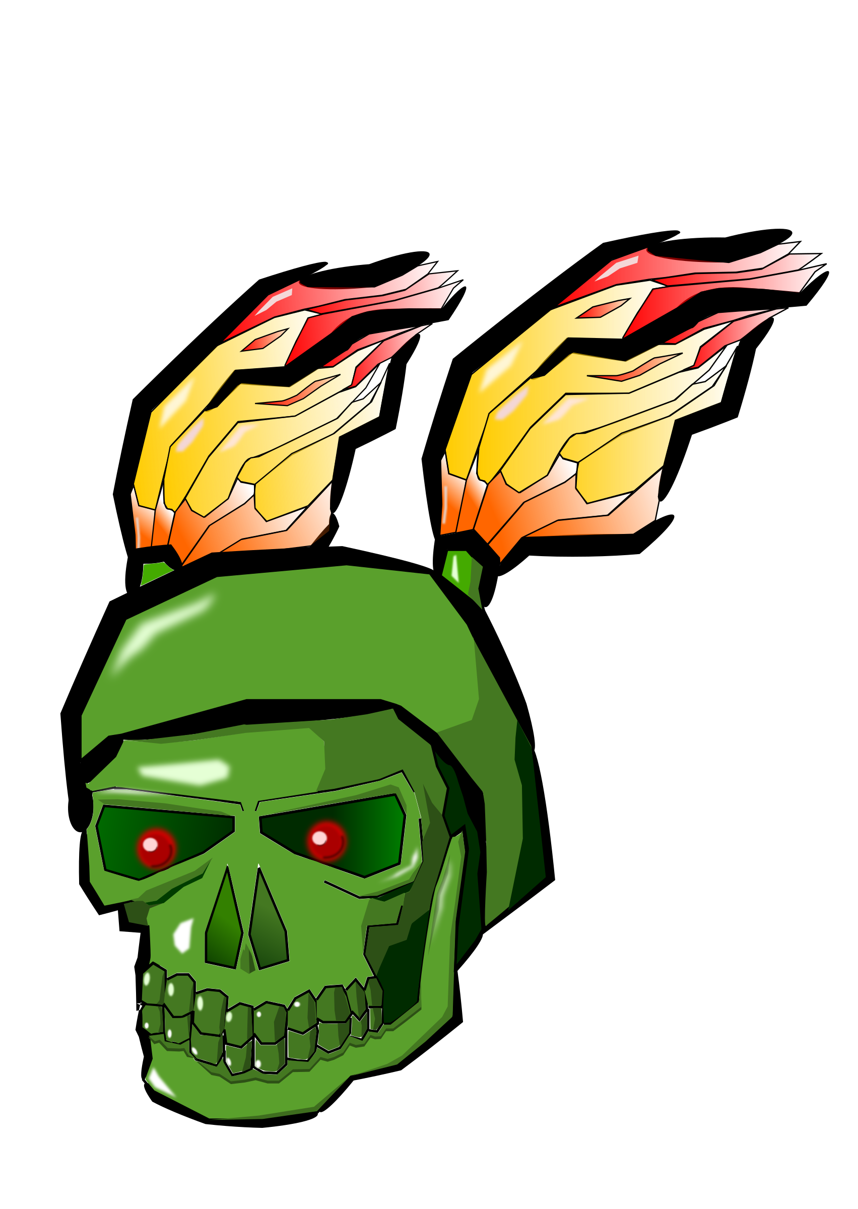 Green Skull with Flames Clip arts