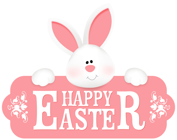 Happy Easter Pink Bunny Banner Clip arts