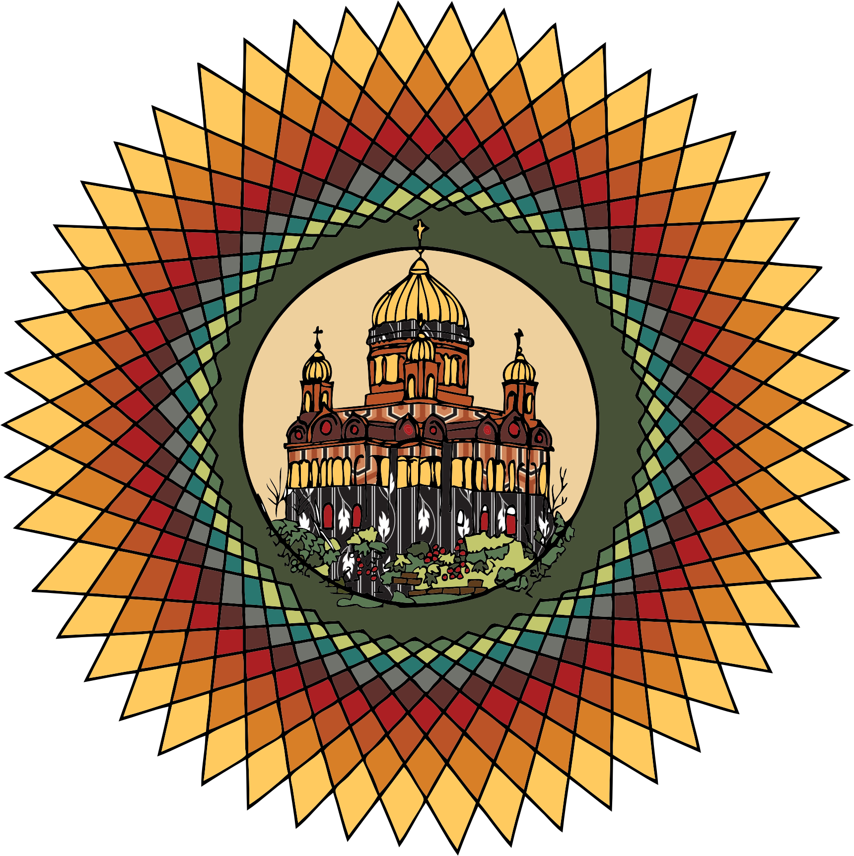 Mandala building in color SVG Clip arts