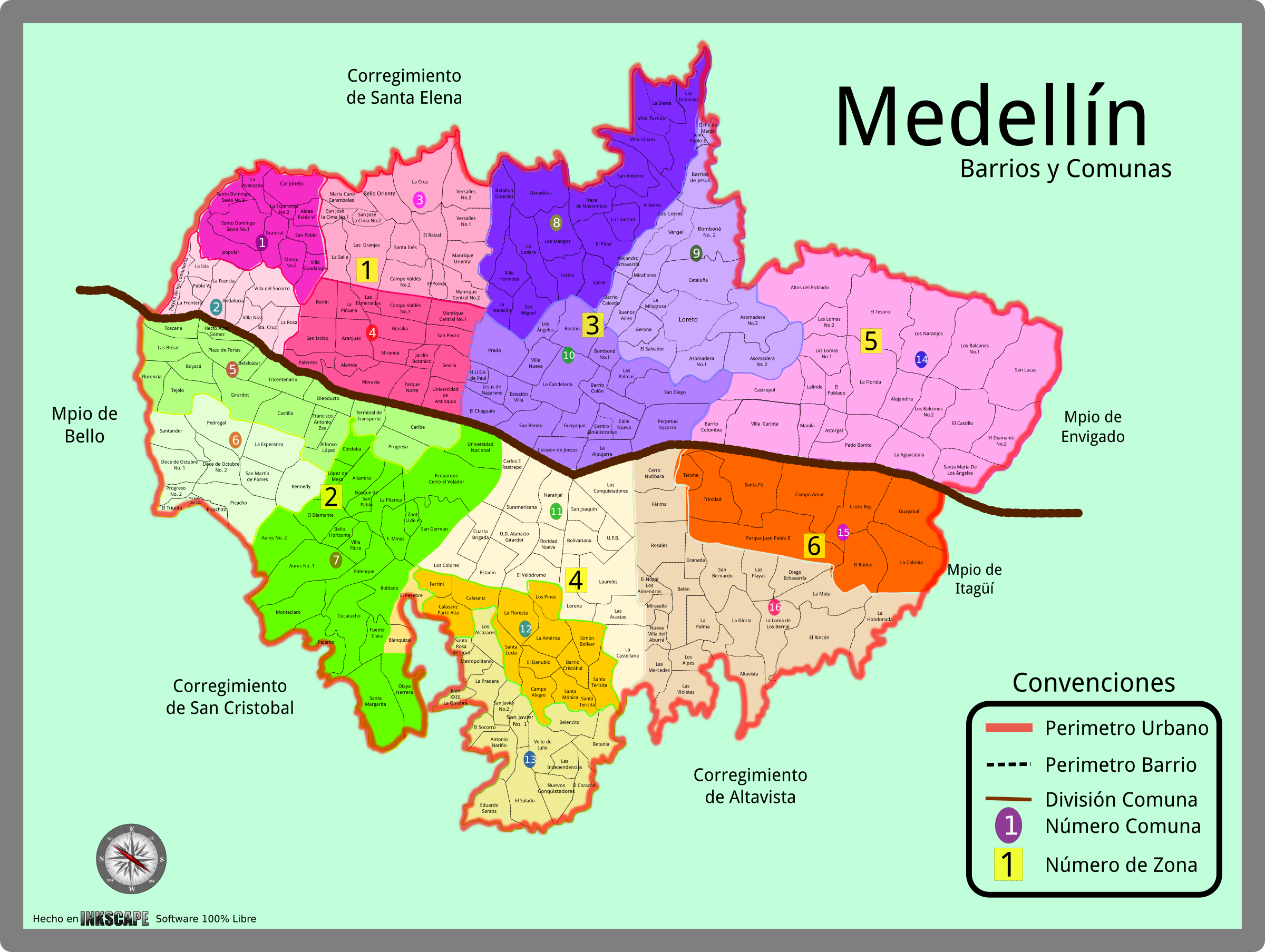 Mapa De Medellín Con Barrios Comunas Y Zonas Icons Png Free Png And