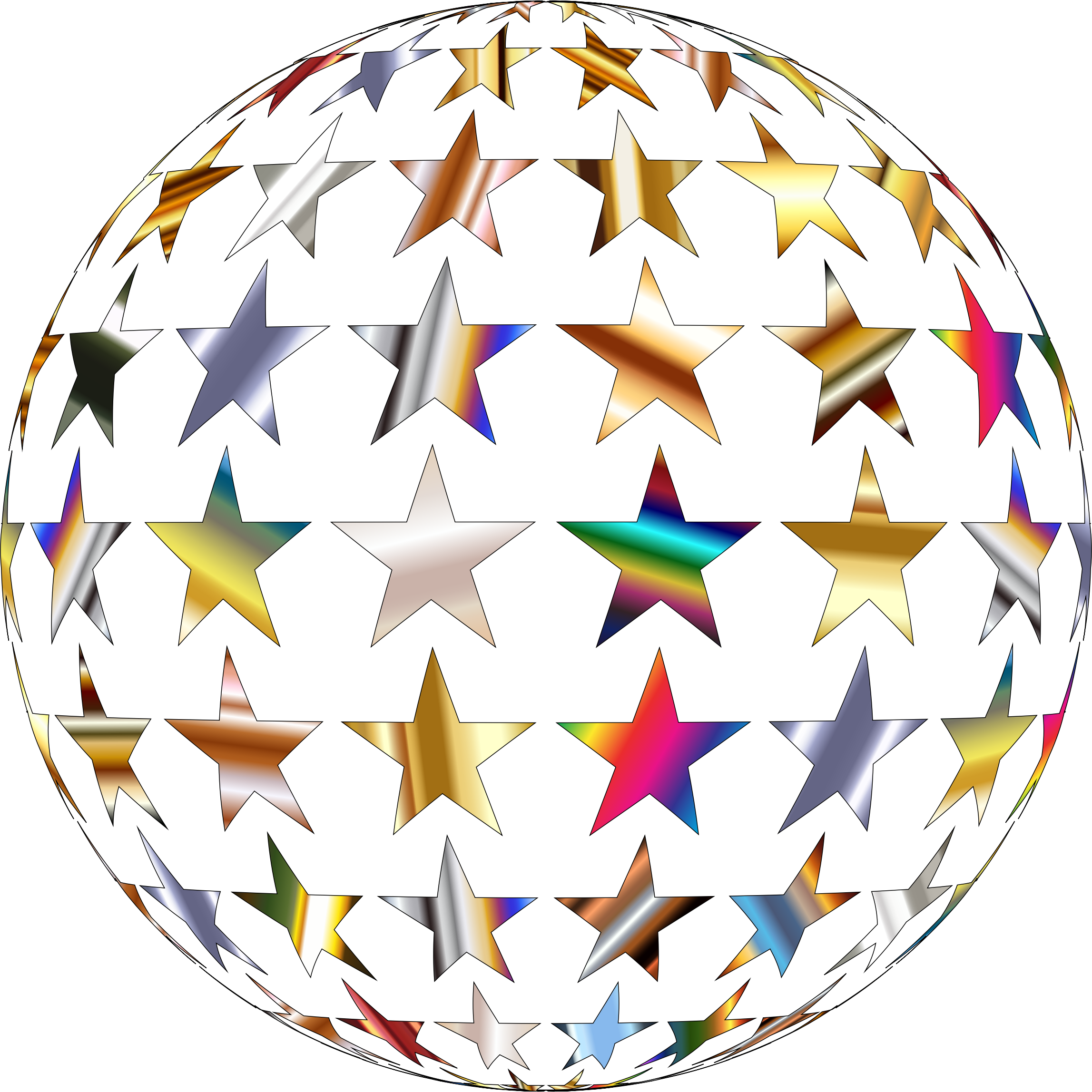 Metallic Shiny Stars Sphere SVG Clip arts