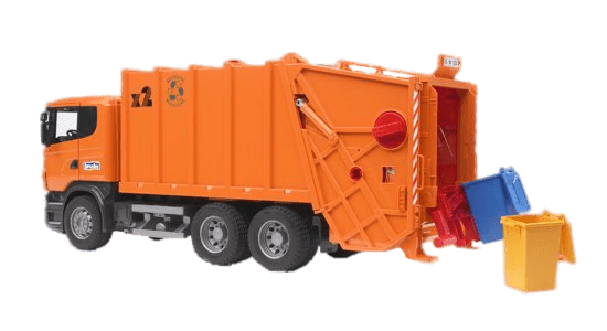 Orange Garbage Truck and Containers PNG icon