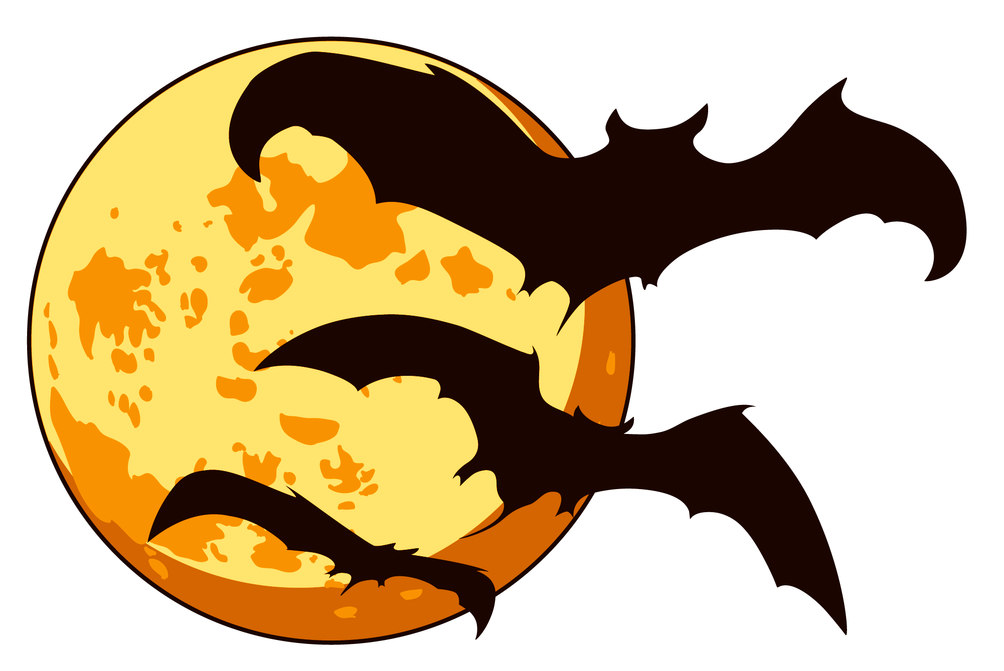 Orange Moon and Bats Halloween SVG Clip arts