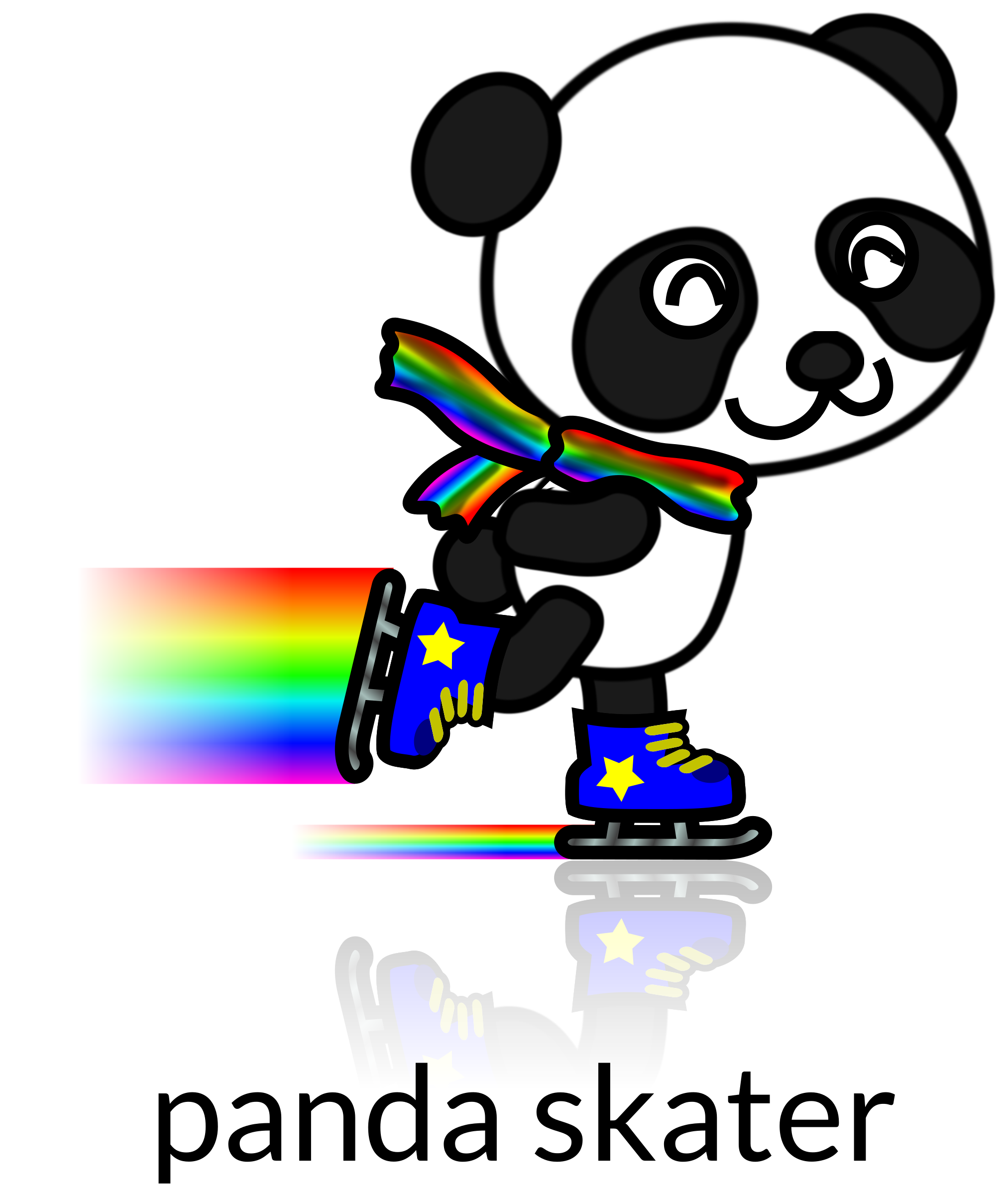 Panda Skater Recolored SVG Clip arts