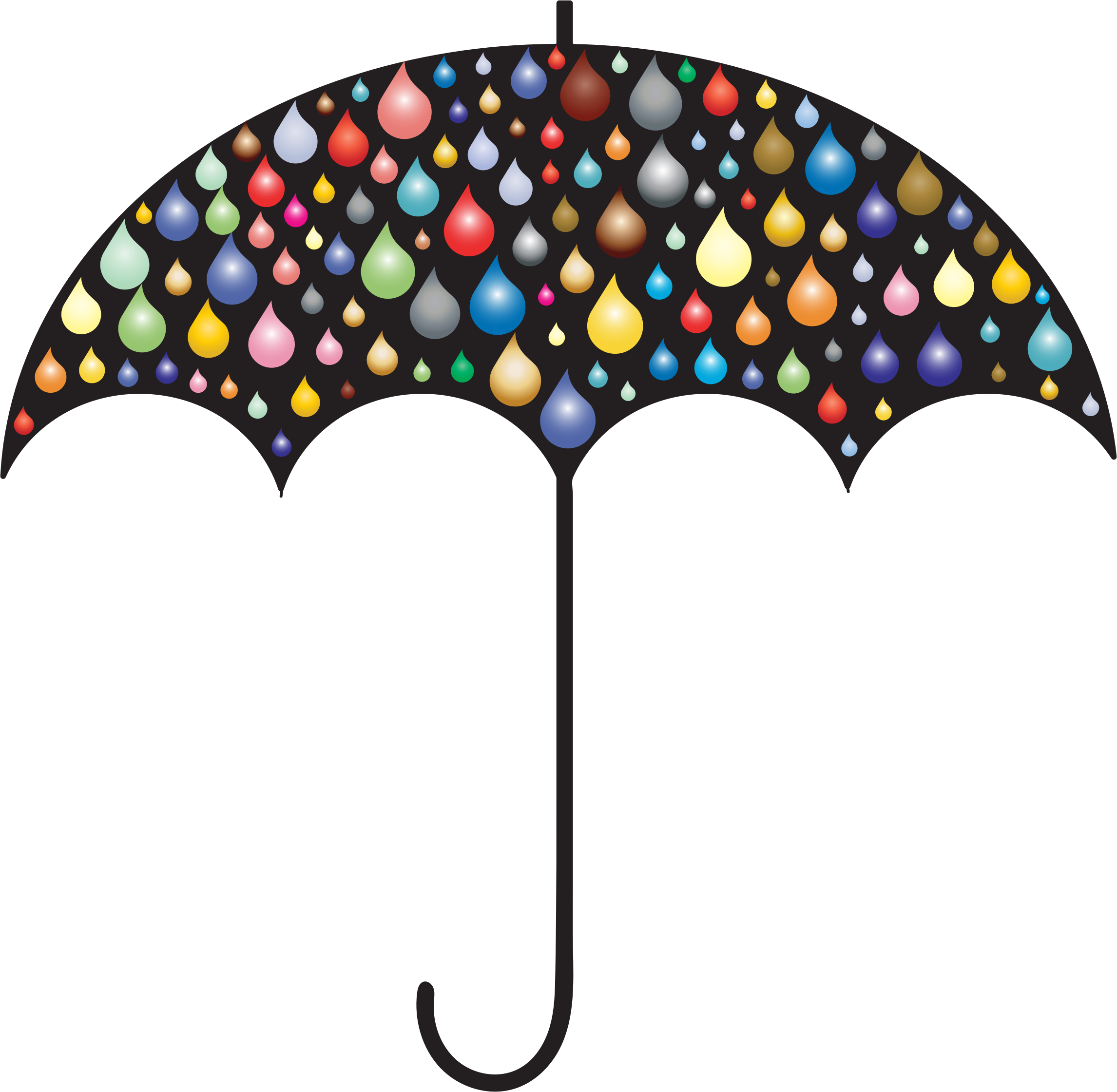 Prismatic Rain Drops Umbrella Silhouette 2 SVG Clip arts
