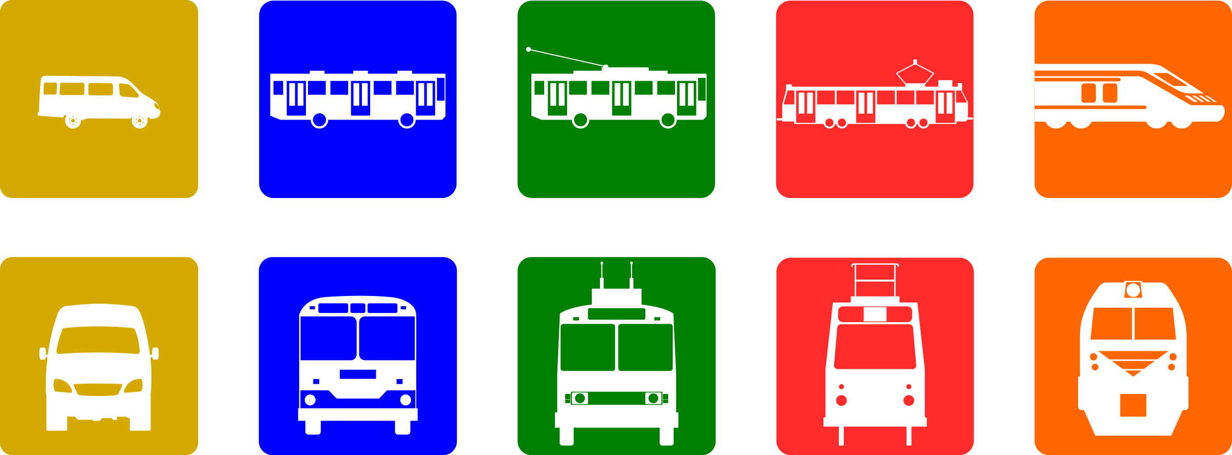 Public transport pictograms Clip arts