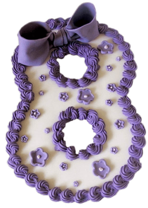 Purple Bow Number 8 Cake Clip arts
