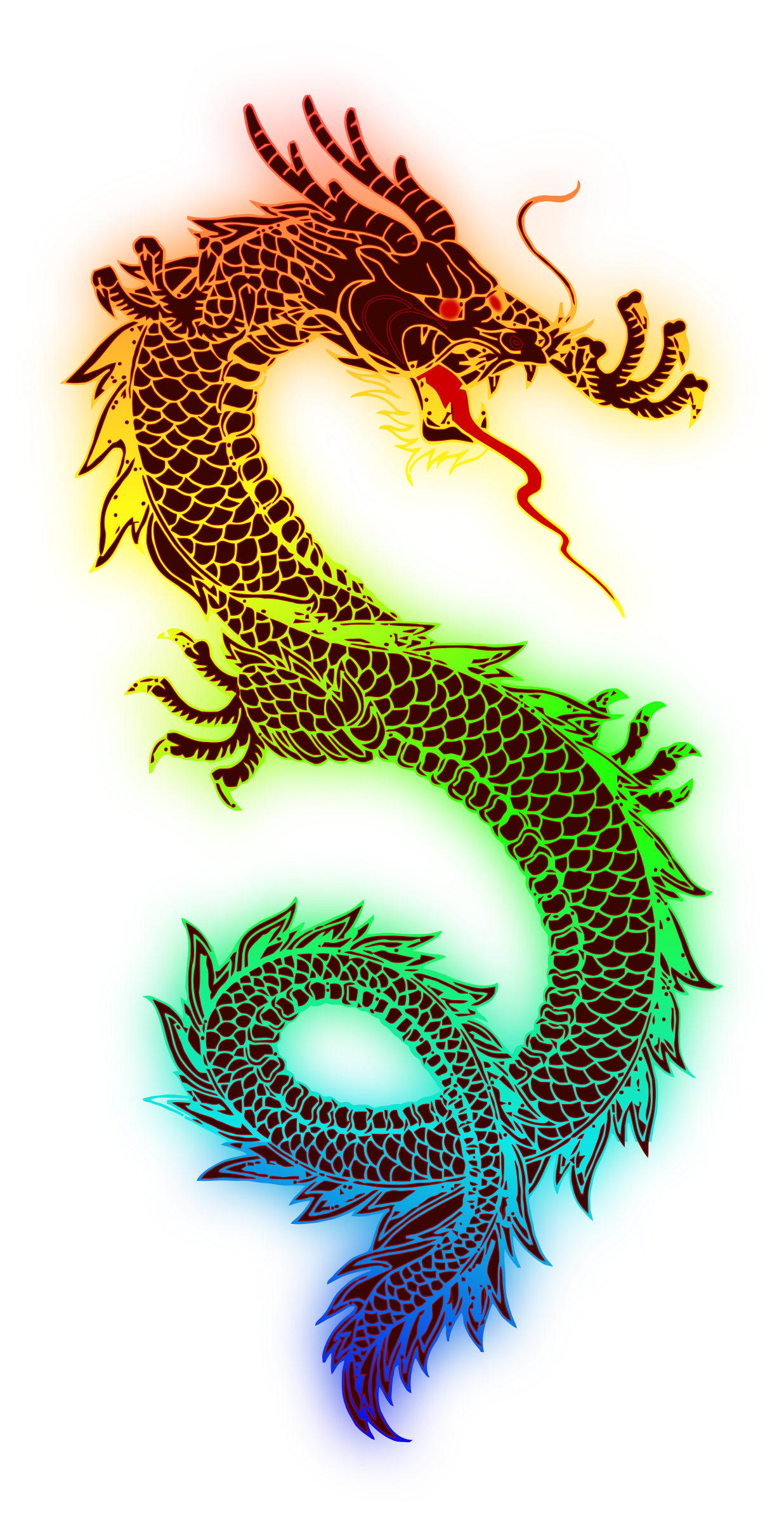 Rainbow Dragon SVG Clip arts