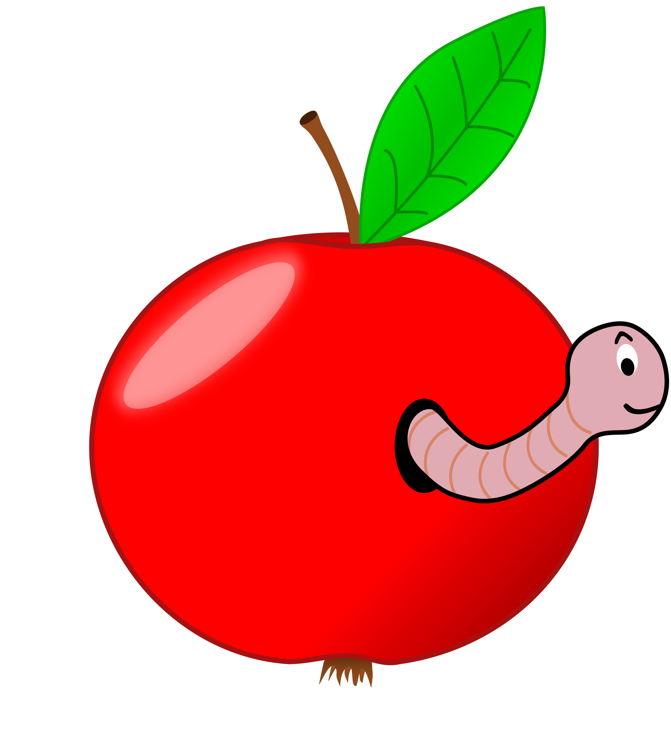 Red Apple with a Worm SVG Clip arts