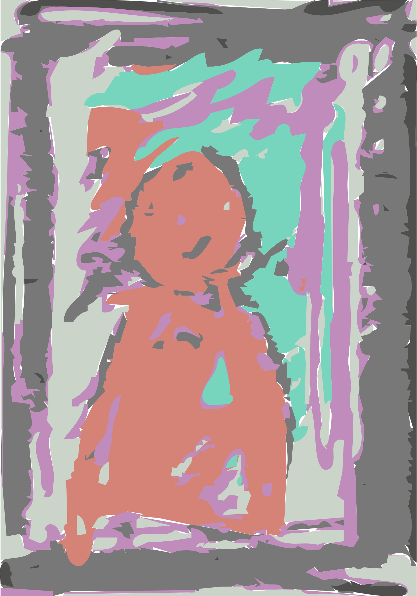 Red figure with multi color crayons Clip arts