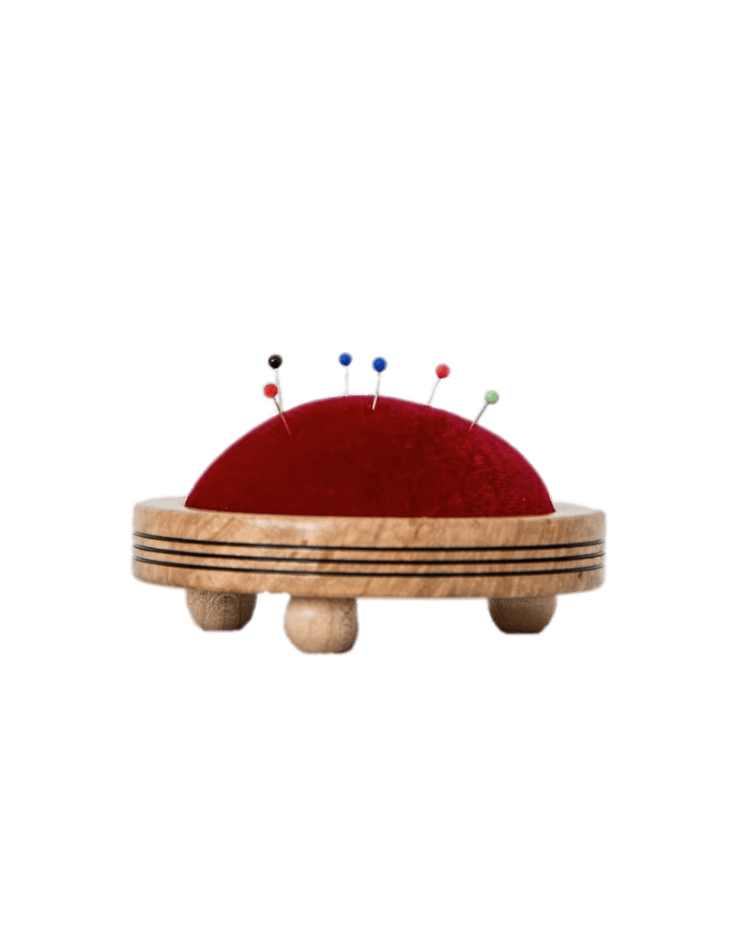 Red Pin Cushion on Wooden Stand SVG Clip arts