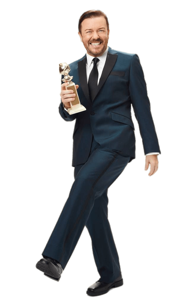 Ricky Gervais Holding Golden Globe SVG Clip arts