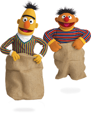 Sesame Street Bert and Ernie Bag Jumping SVG Clip arts