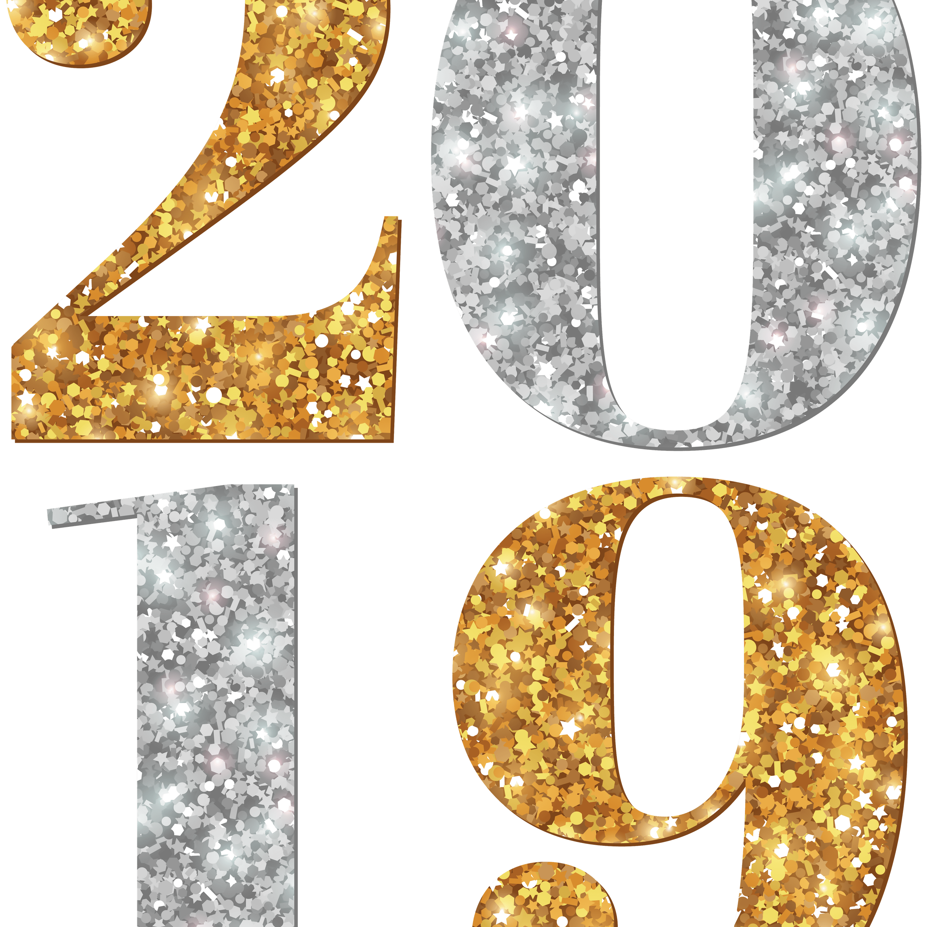 Silver and Gold 2019 Happy New Year PNG images