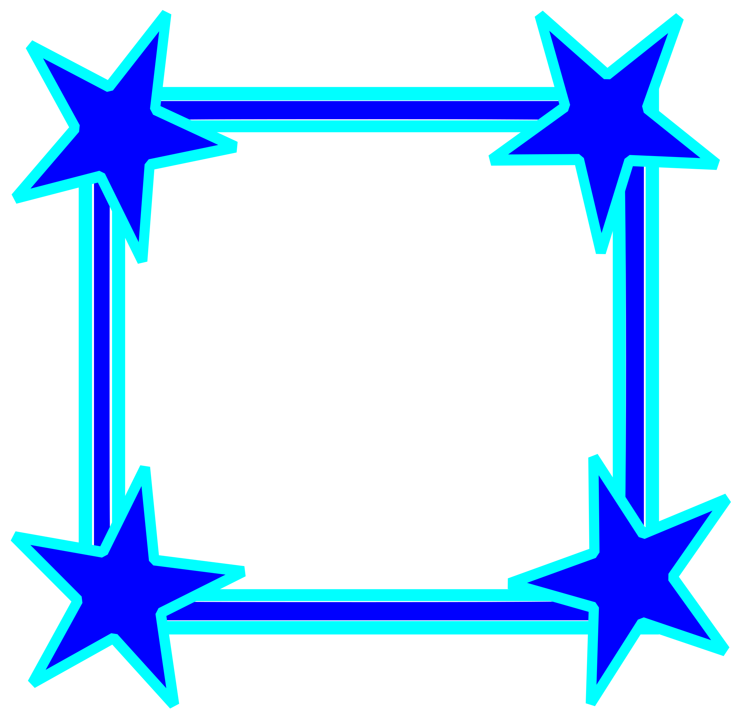 Simple Bright Blue Star Cornered Frame PNG icon