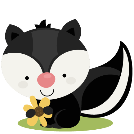 Skunk Holding Flower Cartoon PNG icon