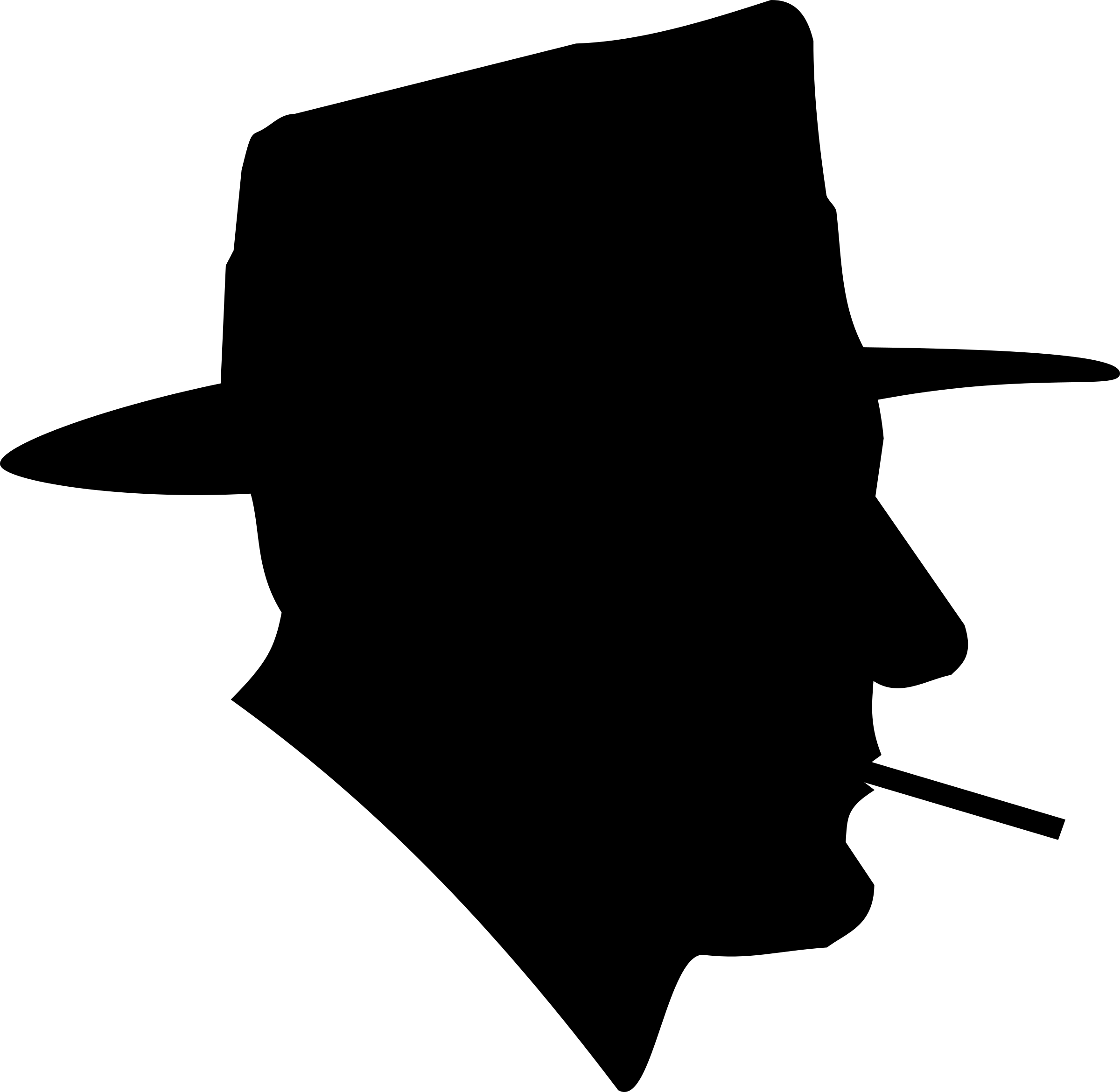 Smoking Man in Fedora Silhouette PNG icon
