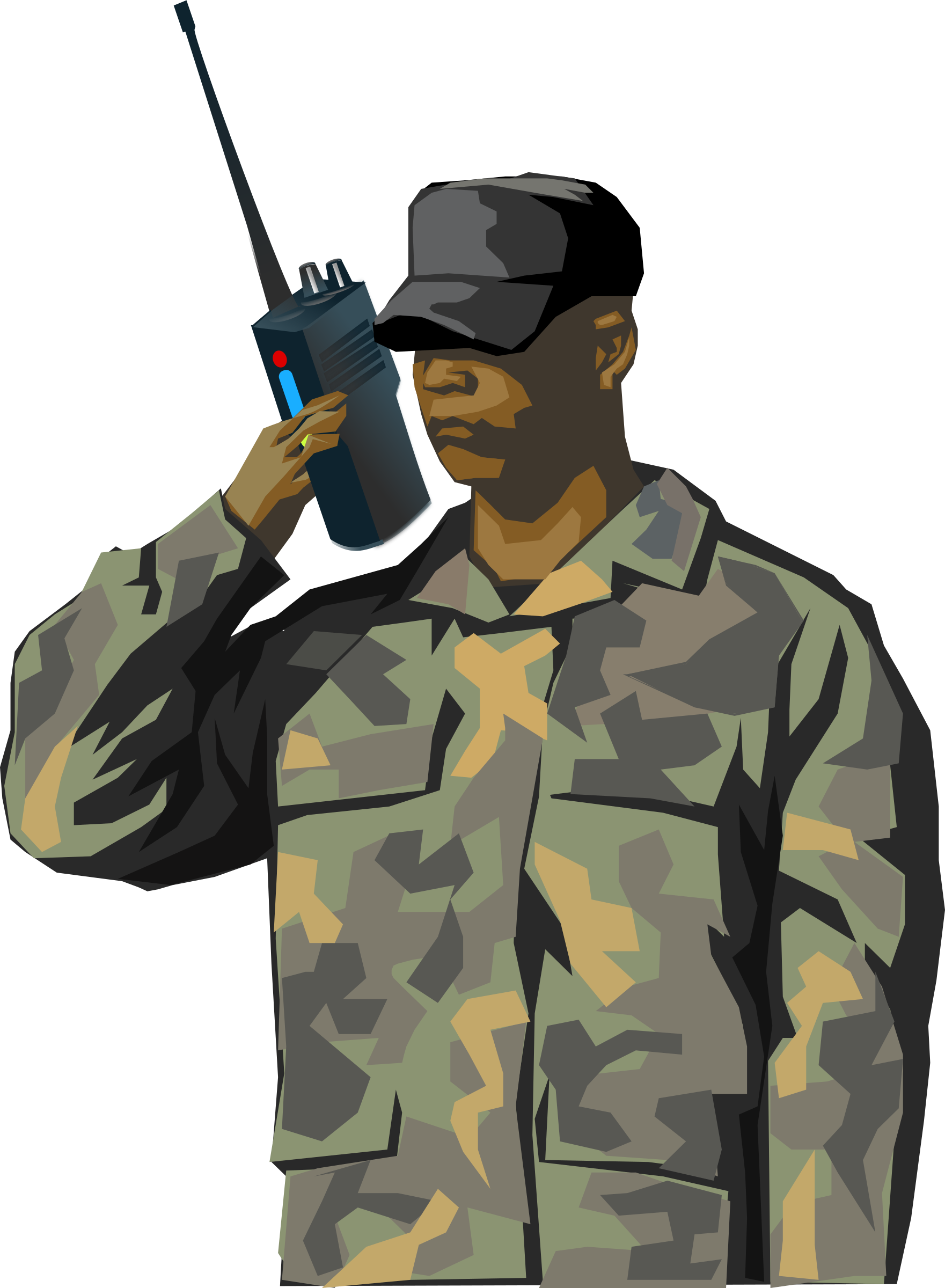 Soldier with walkie talkie radio (tall) Clip arts