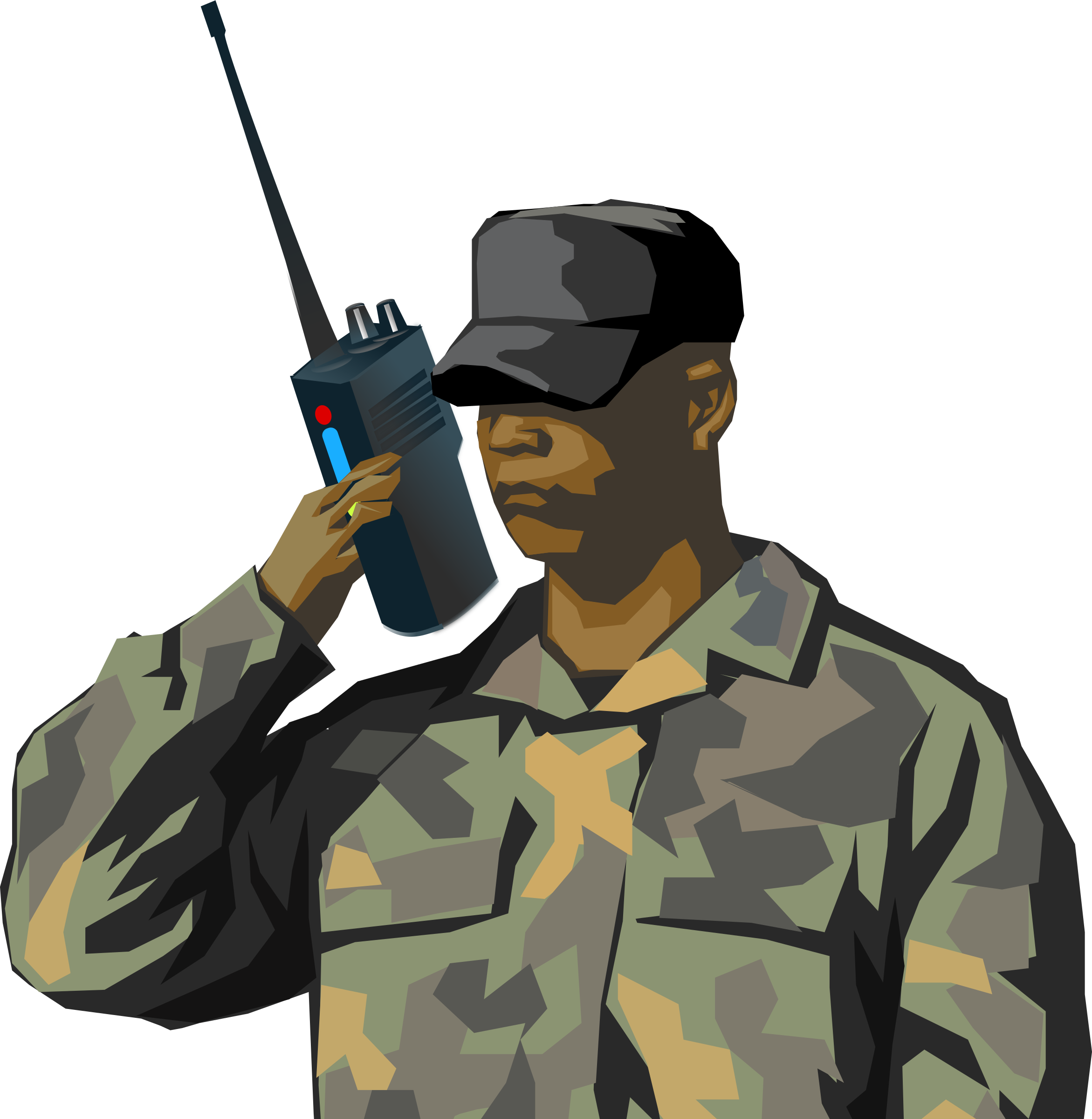 Soldier with walkie talkie radio PNG icon