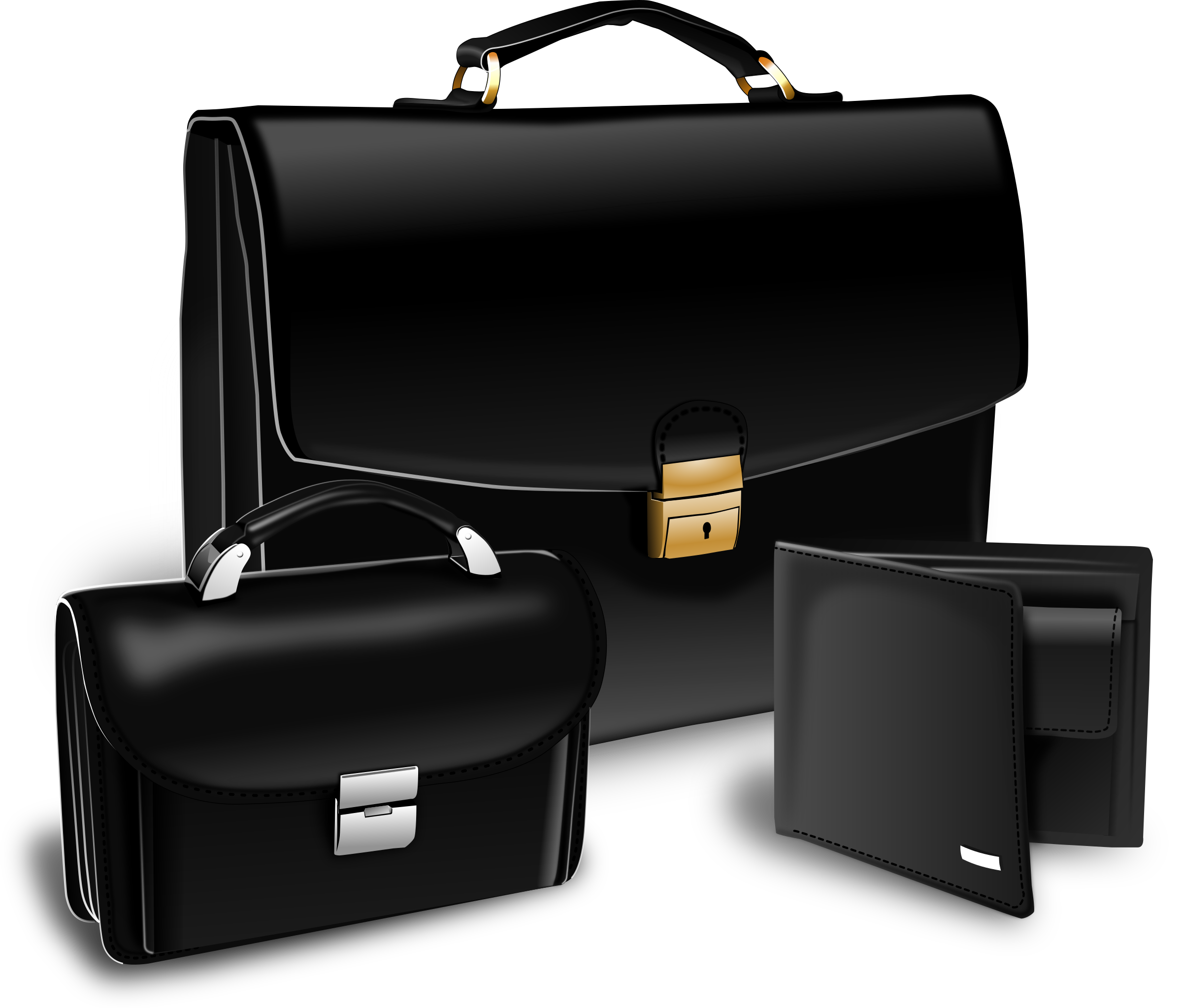 Suitcase, purse and handy PNG icon
