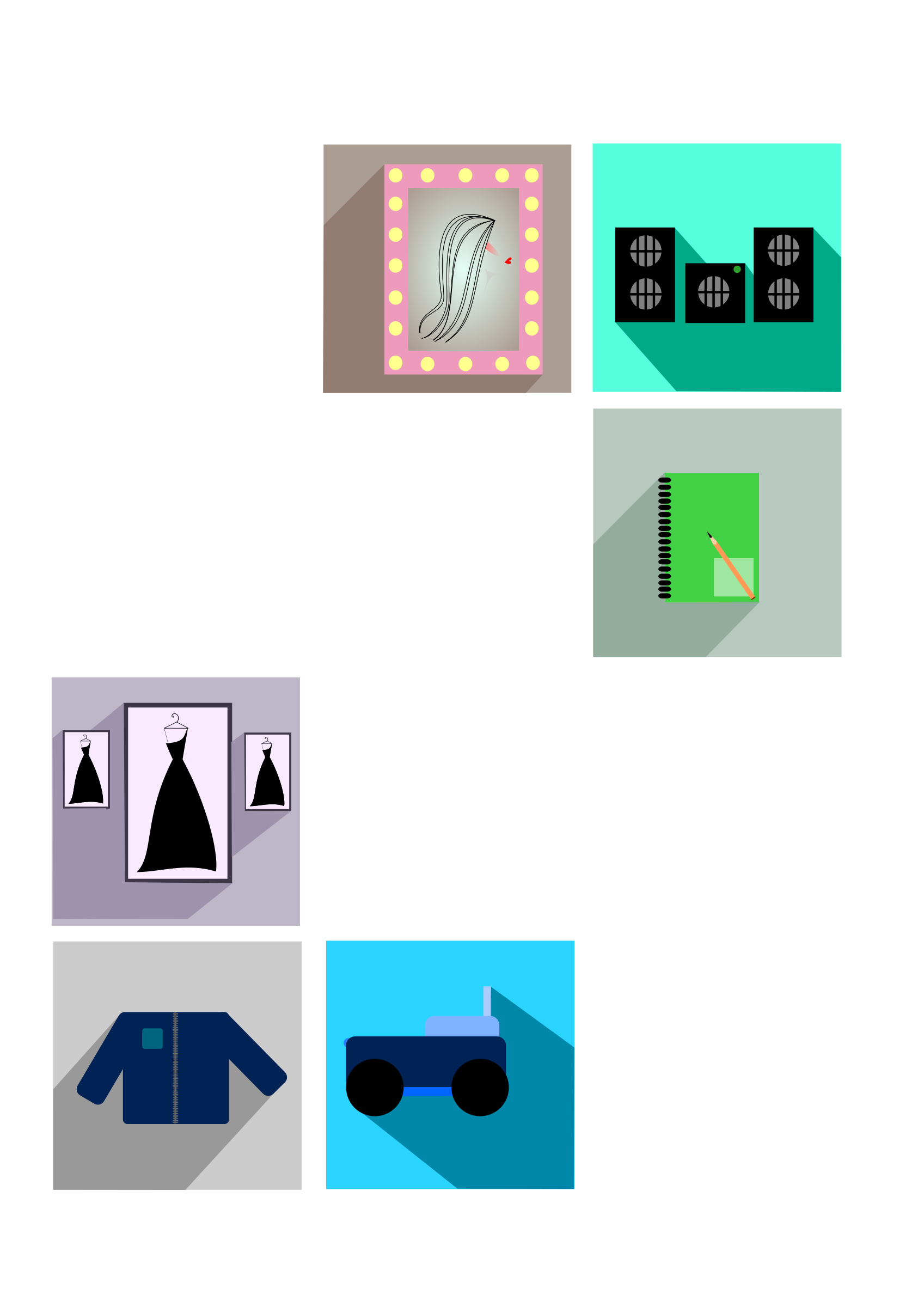 Supermarket or Store  Long Shadow Icons Clip arts