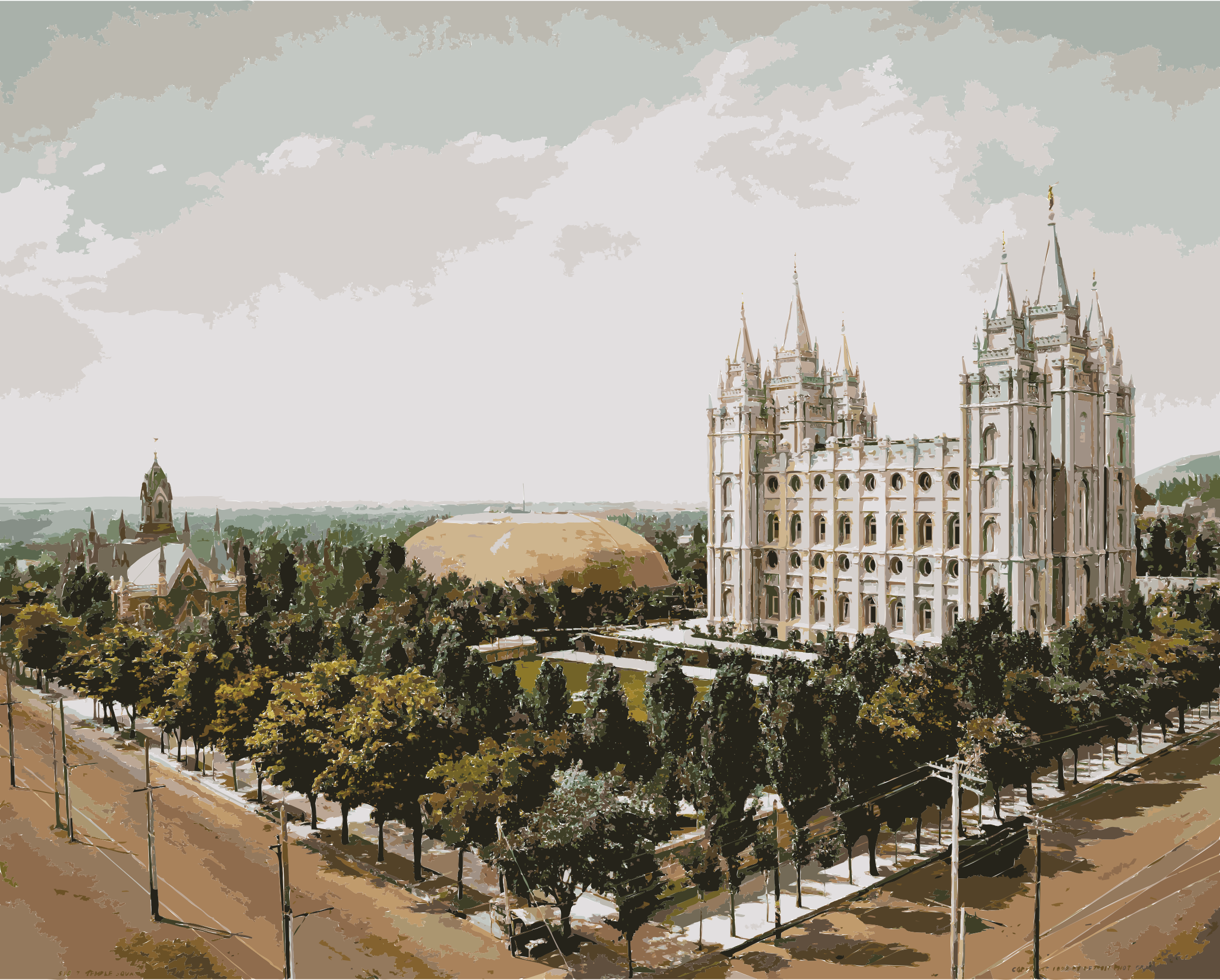 Temple Square, Salt Lake City, 1899 retouched Clip arts