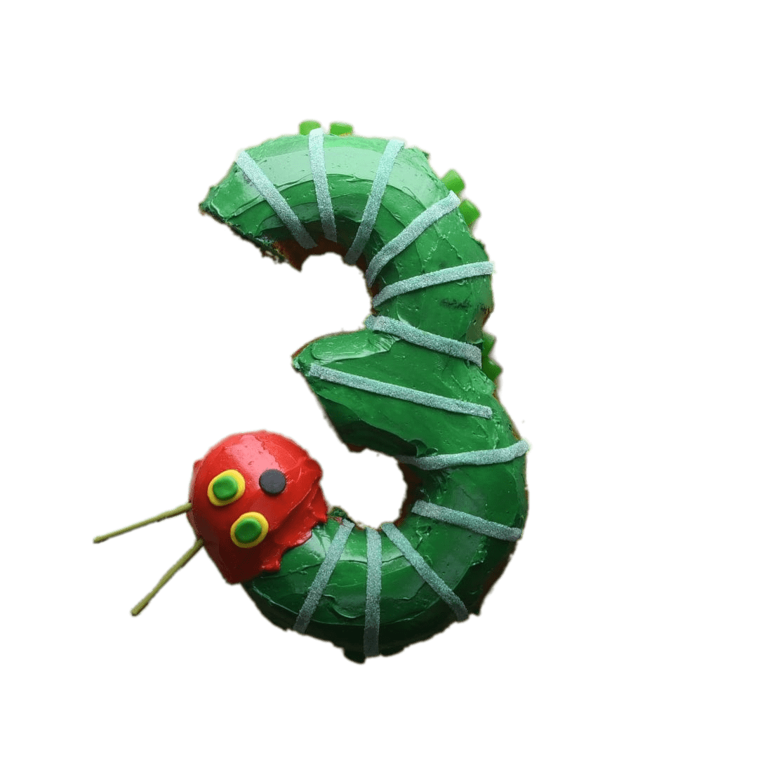The Very Hungry Caterpillar Number 3 Cake SVG Clip arts
