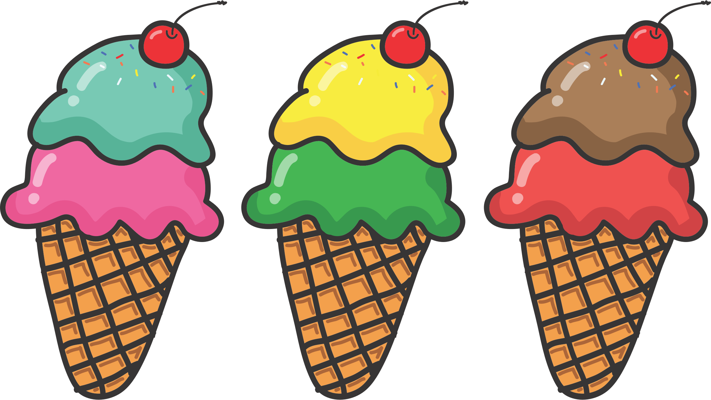 Three Ice Cream Cones Icons PNG - Free PNG and Icons Downloads