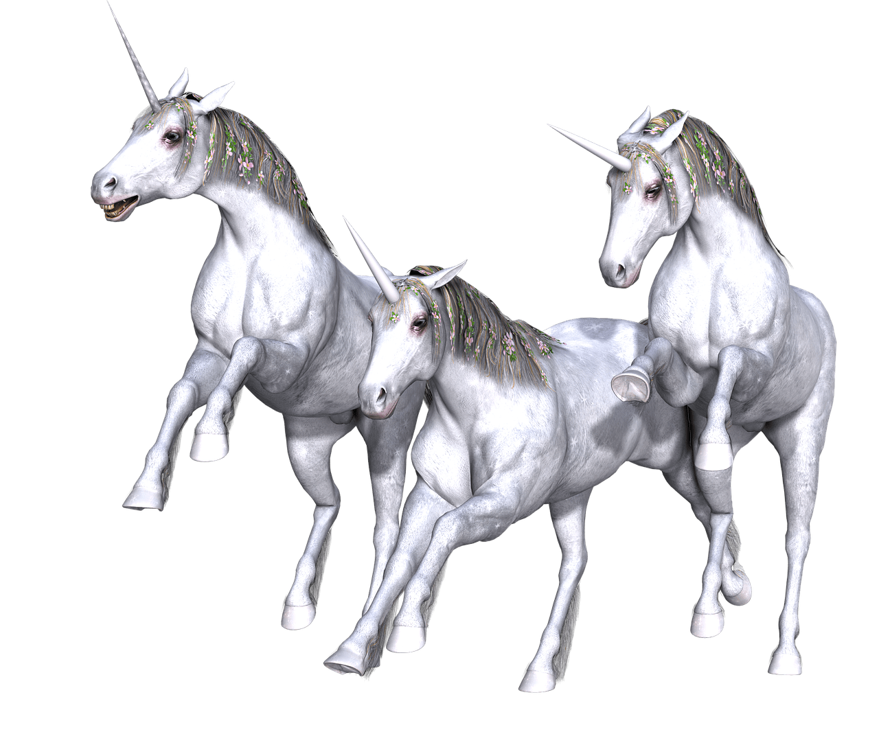 Unicorn Trio Full White PNG icon