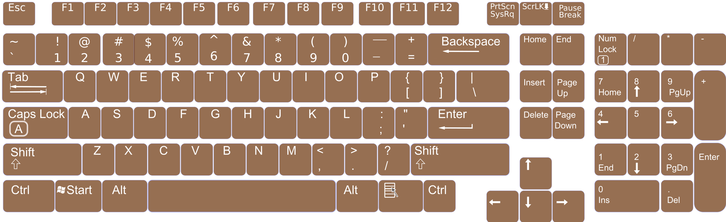 US English Keyboard Layout V0.1 SVG Clip arts