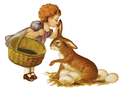 Vintage Bunny and Eggs Clipart PNG icon